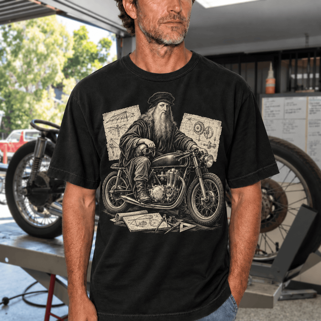 Renaissance Inventor Motorcycle T-Shirt