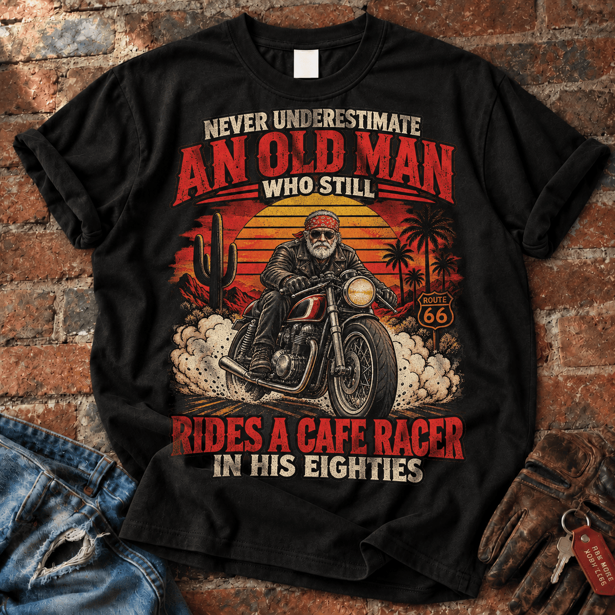 Never Underestimate an Old Man Who Rides a Cafe Racer T-Shirt