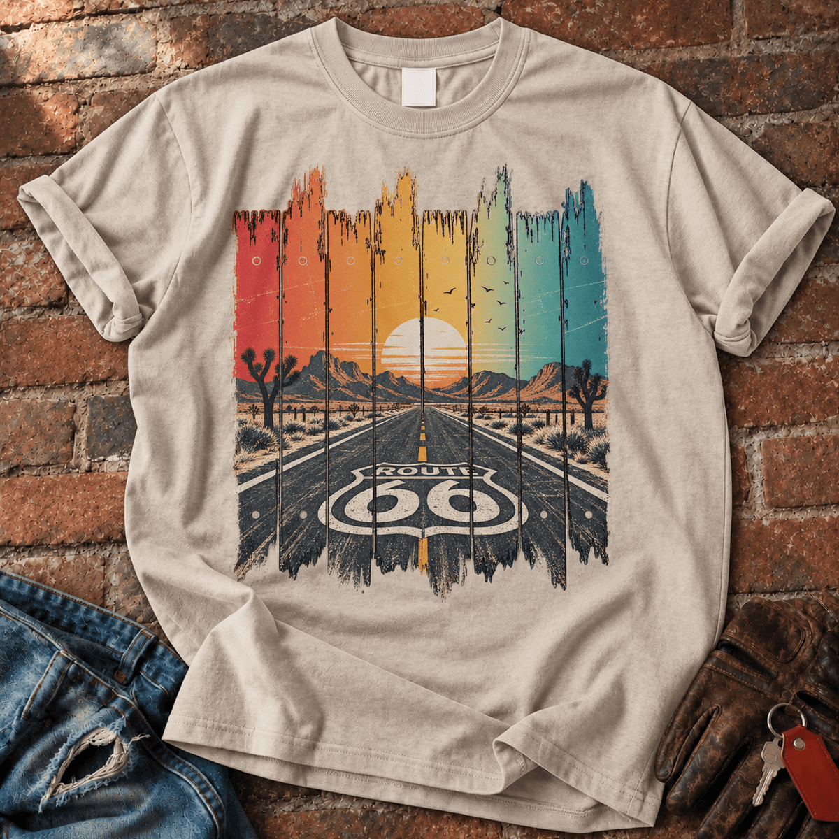 Route 66 Retro Sunset T-Shirt