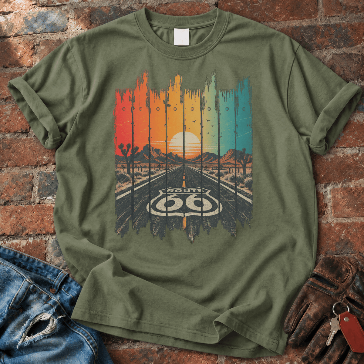 Route 66 Retro Sunset T-Shirt