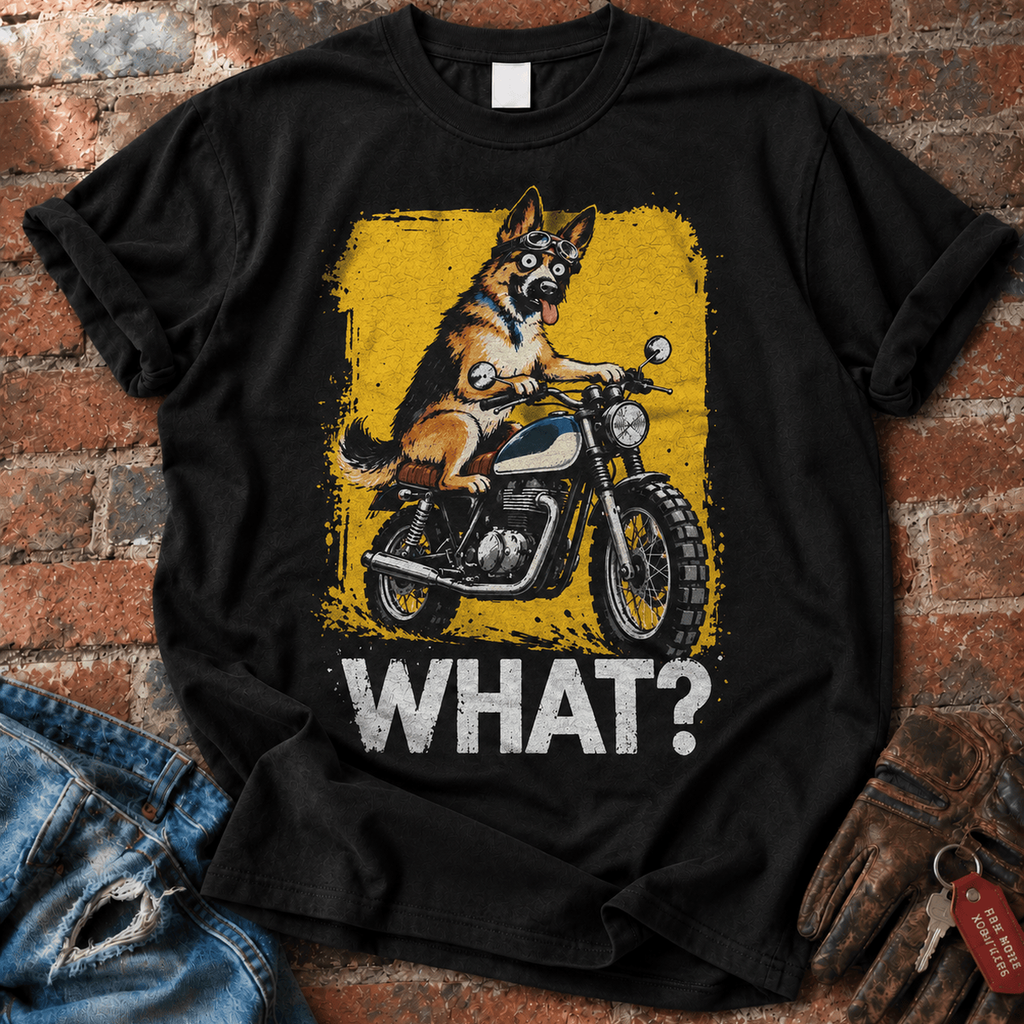 What? Dog Riding Motorcycle T-Shirt
