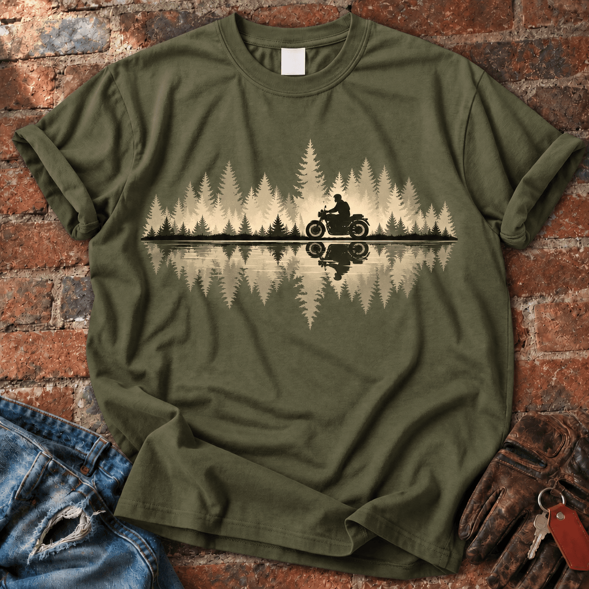 Forest Reflection Motorcycle T-Shirt