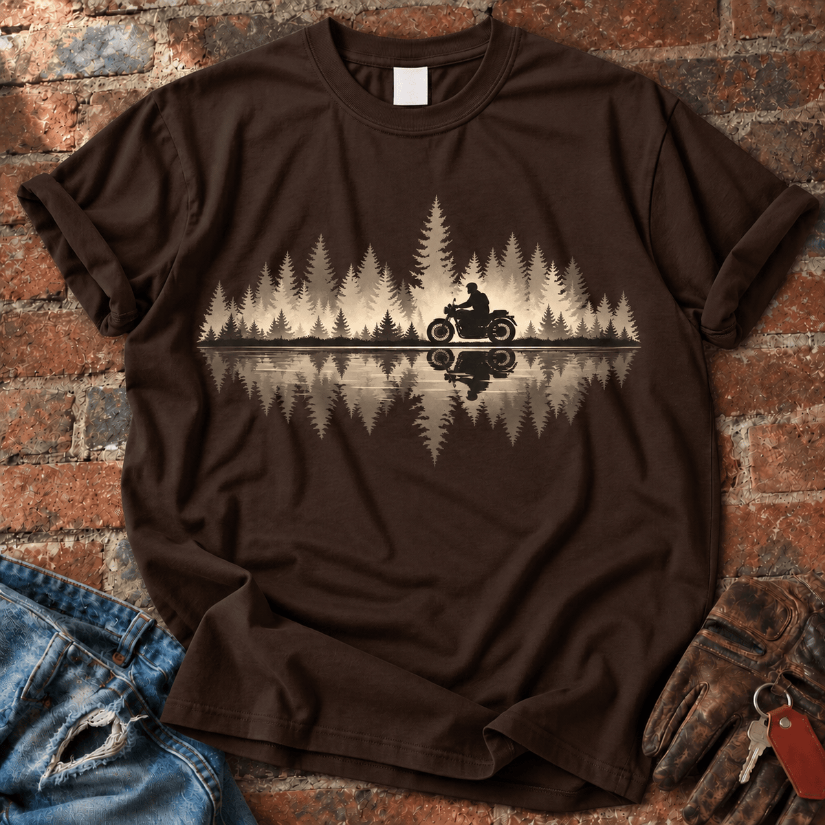 Forest Reflection Motorcycle T-Shirt