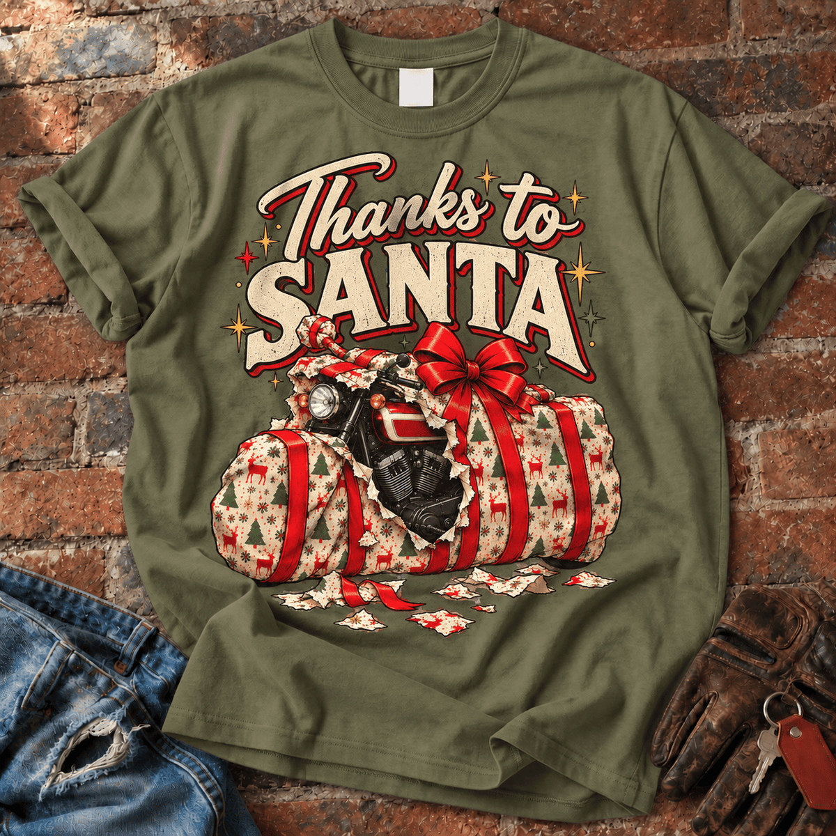 Thanks to Santa Motorcycle Gift T-Shirt