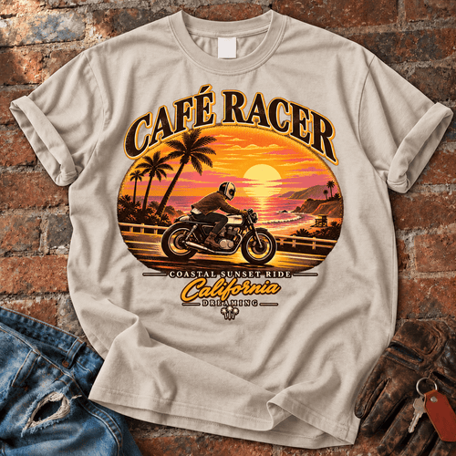 Cafe Racer Coastal Sunset Ride T-Shirt