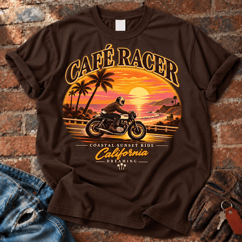 Cafe Racer Coastal Sunset Ride T-Shirt