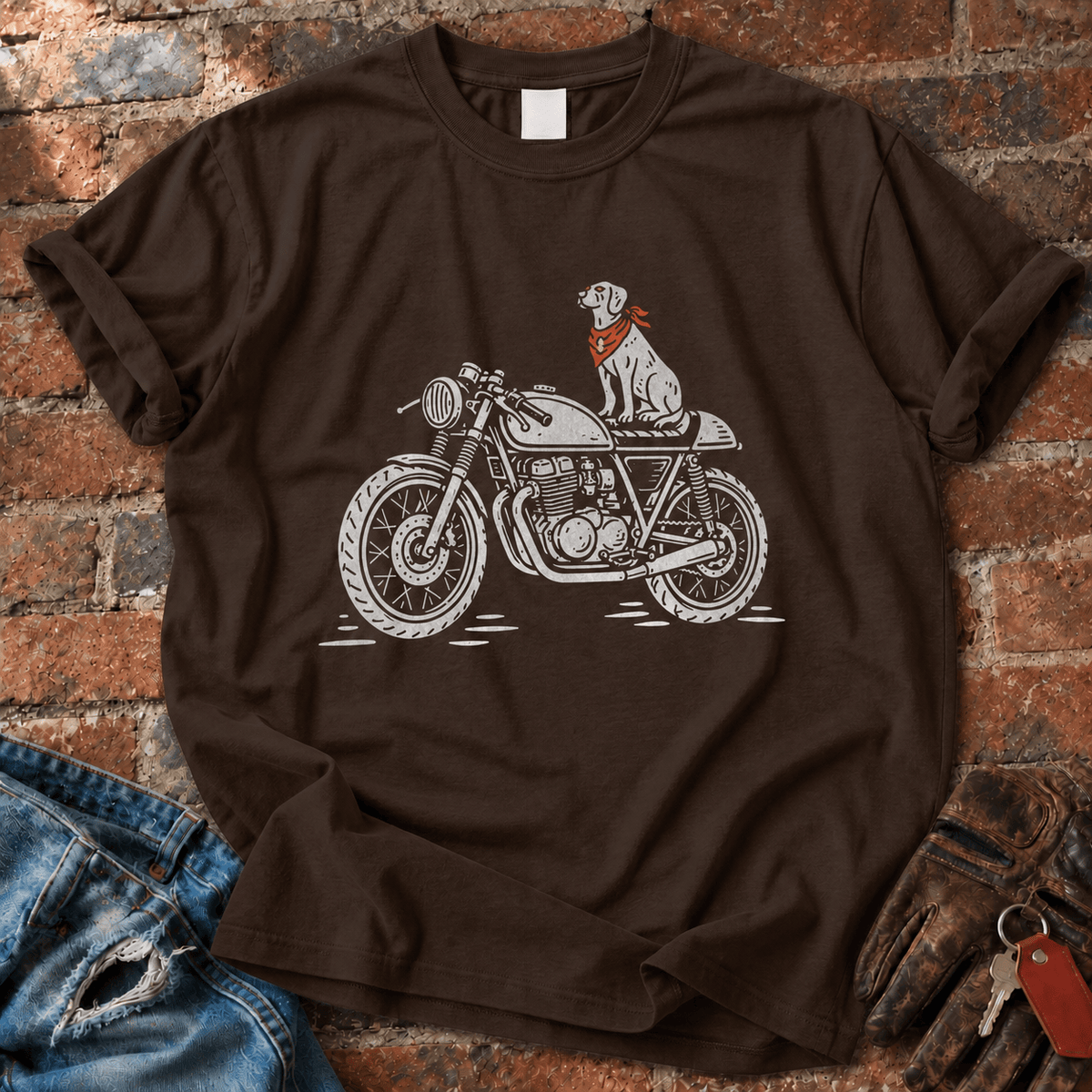 Dog Riding on Motorcycle T-Shirt