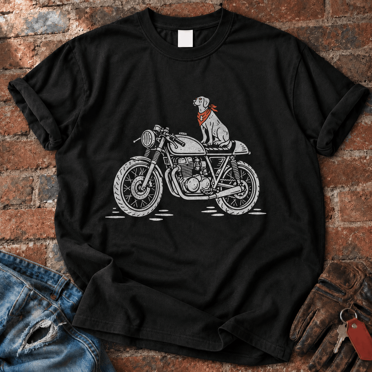 Dog Riding on Motorcycle T-Shirt
