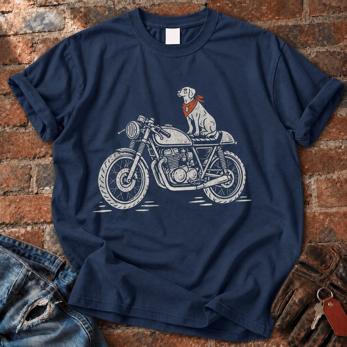 Dog Riding on Motorcycle T-Shirt