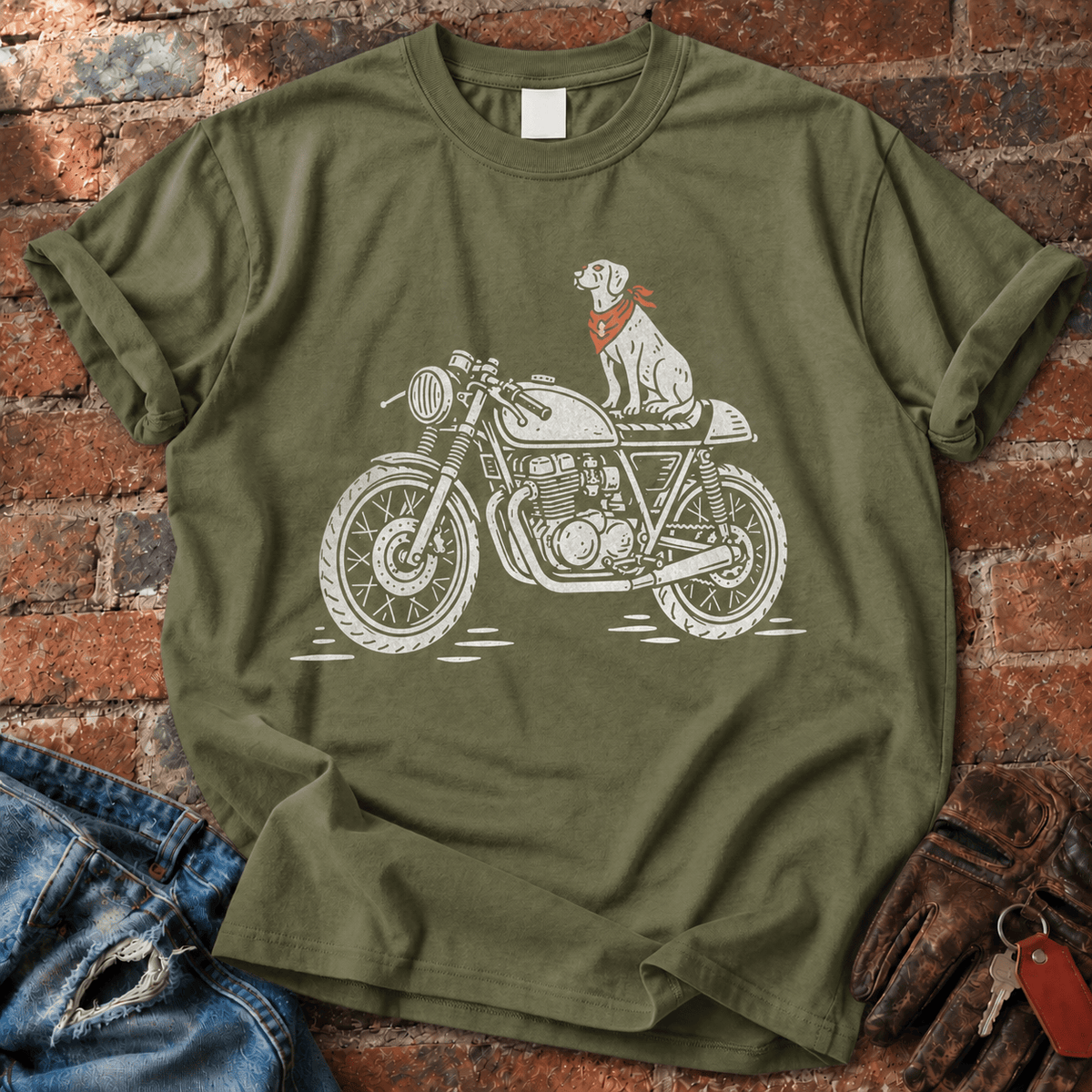 Dog Riding on Motorcycle T-Shirt