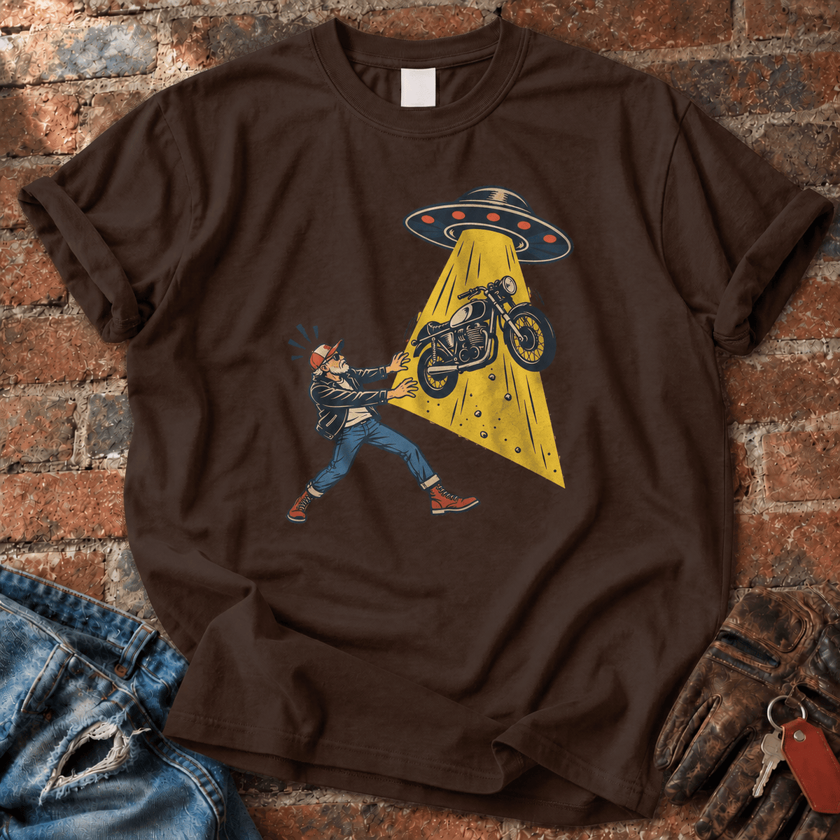 Alien Abduction Motorcycle T-Shirt