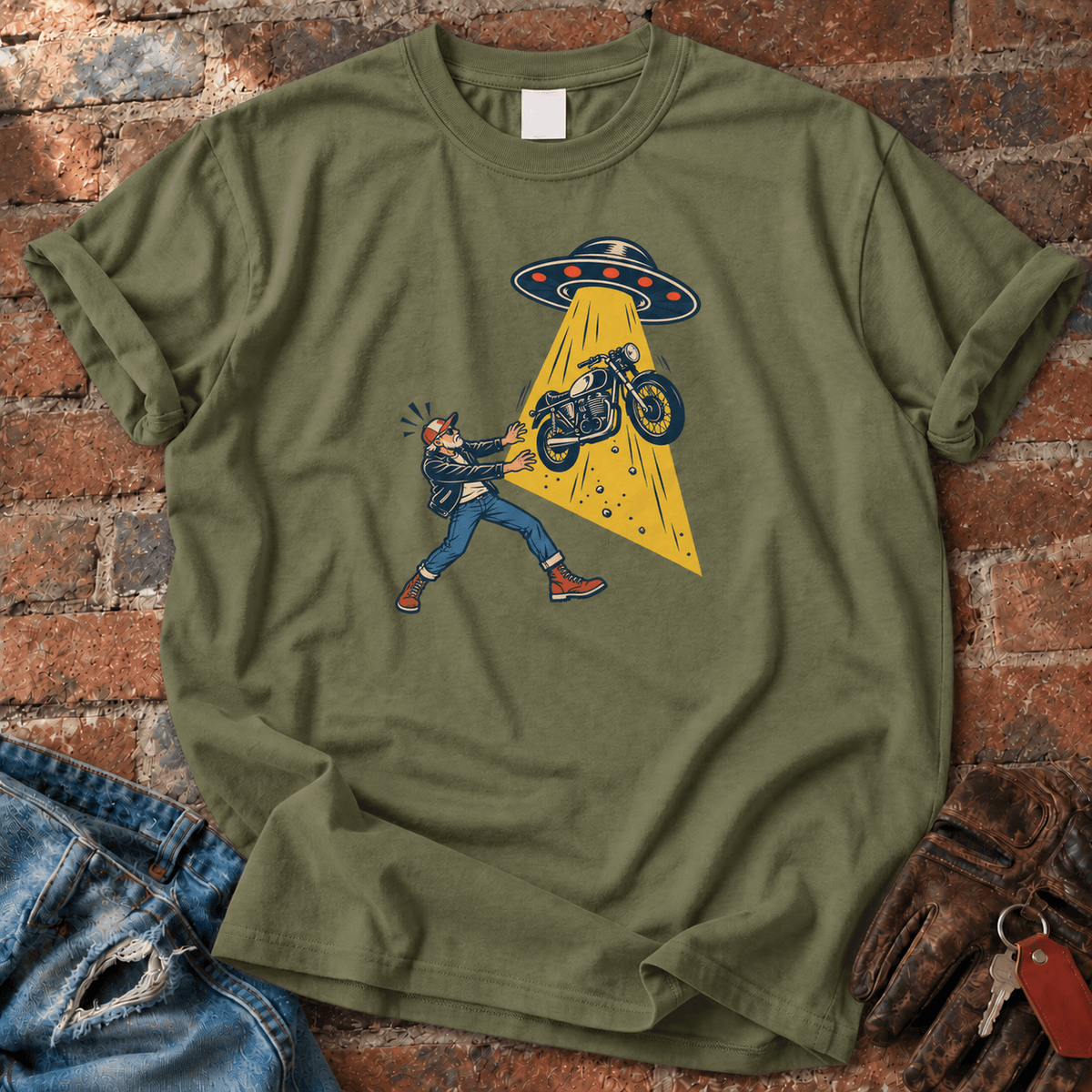Alien Abduction Motorcycle T-Shirt