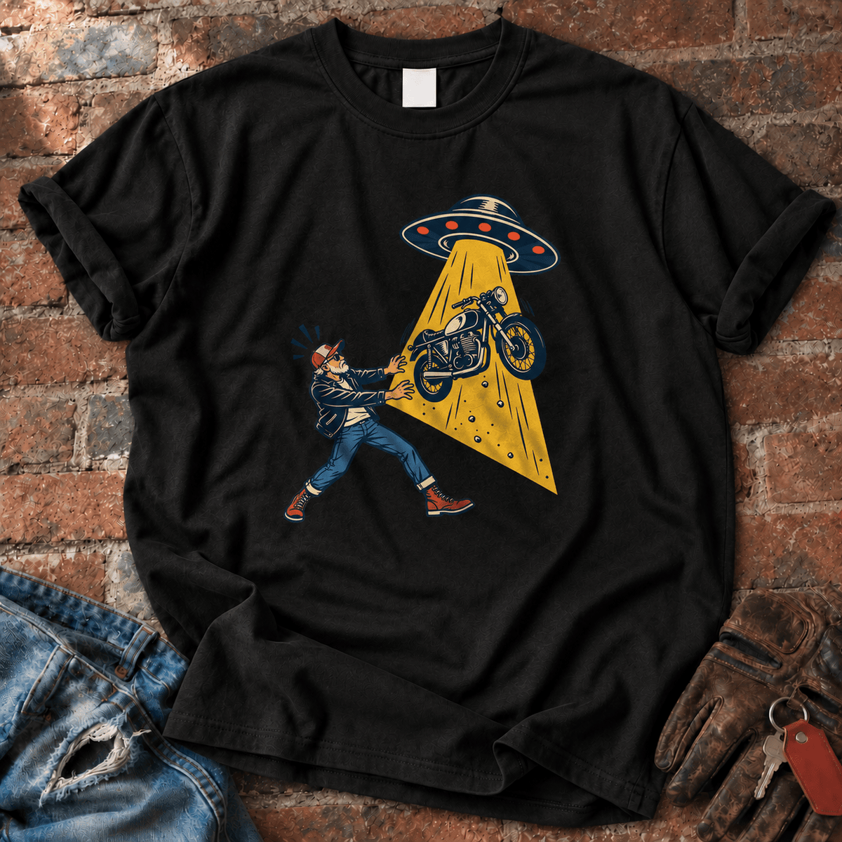 Alien Abduction Motorcycle T-Shirt